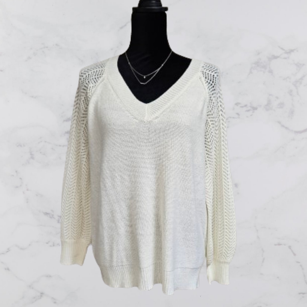 Staccato Cream V-Neck Knit Sweater